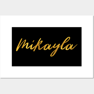 Mikayla Name Hand Lettering in Faux Gold Letters Posters and Art